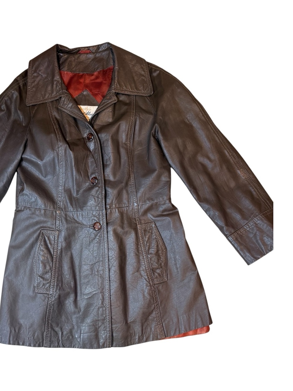Smart Maid Women’s Dark Brown Genuine Leather Button-Front Jacket